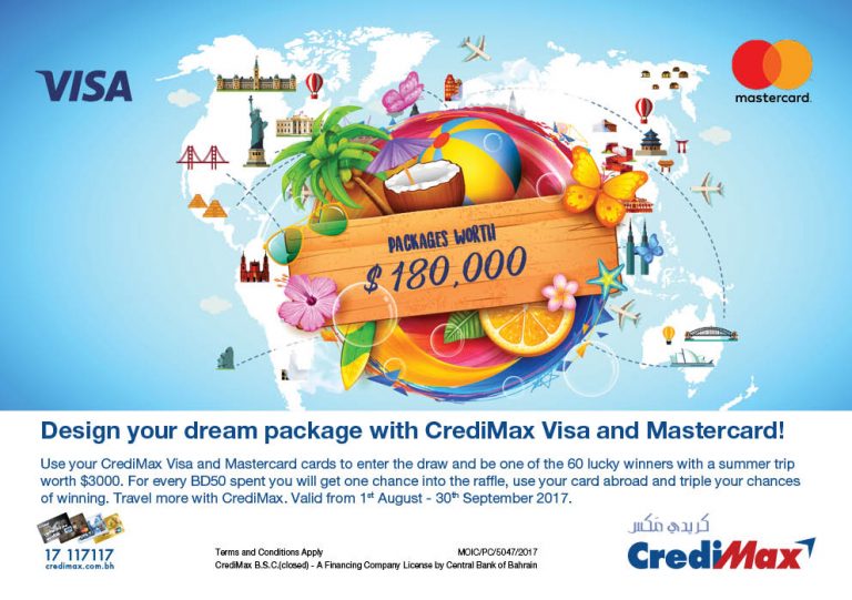 Design Your Dream Package with CrediMax Visa and Mastercard