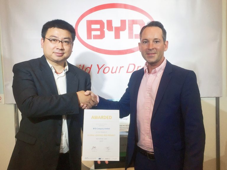 BYD Energy Storage Device Wins 2017 Tech Driver Award