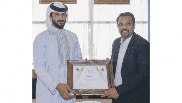 HH SHaikh Nasser awards Sumesh John Joy, Director, Bahrain this Week