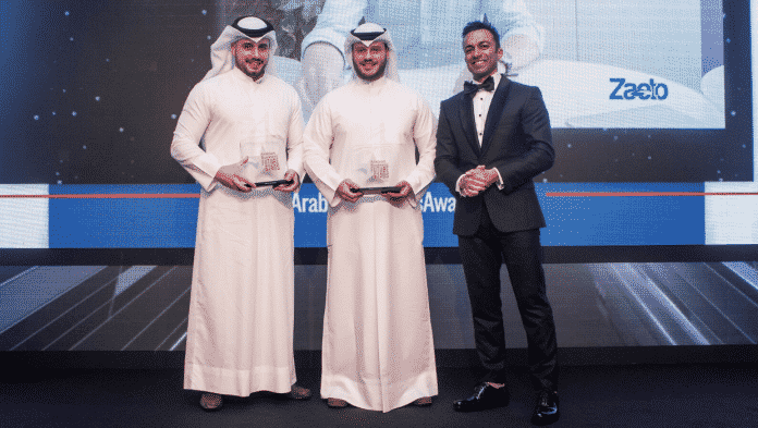JustClean Co-Founders Nouri and Athbi Al-Enezi are honoured at the Arabian Business Awards in Dubai