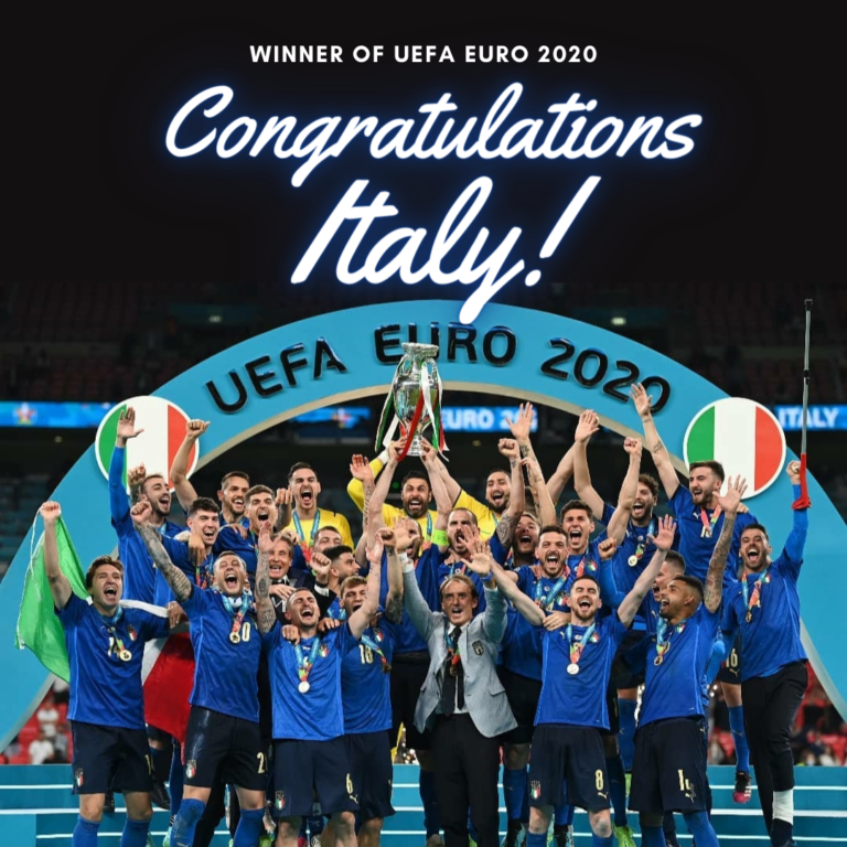 Italy wins second European championship title; defeats England 3-2 on penalty shootout