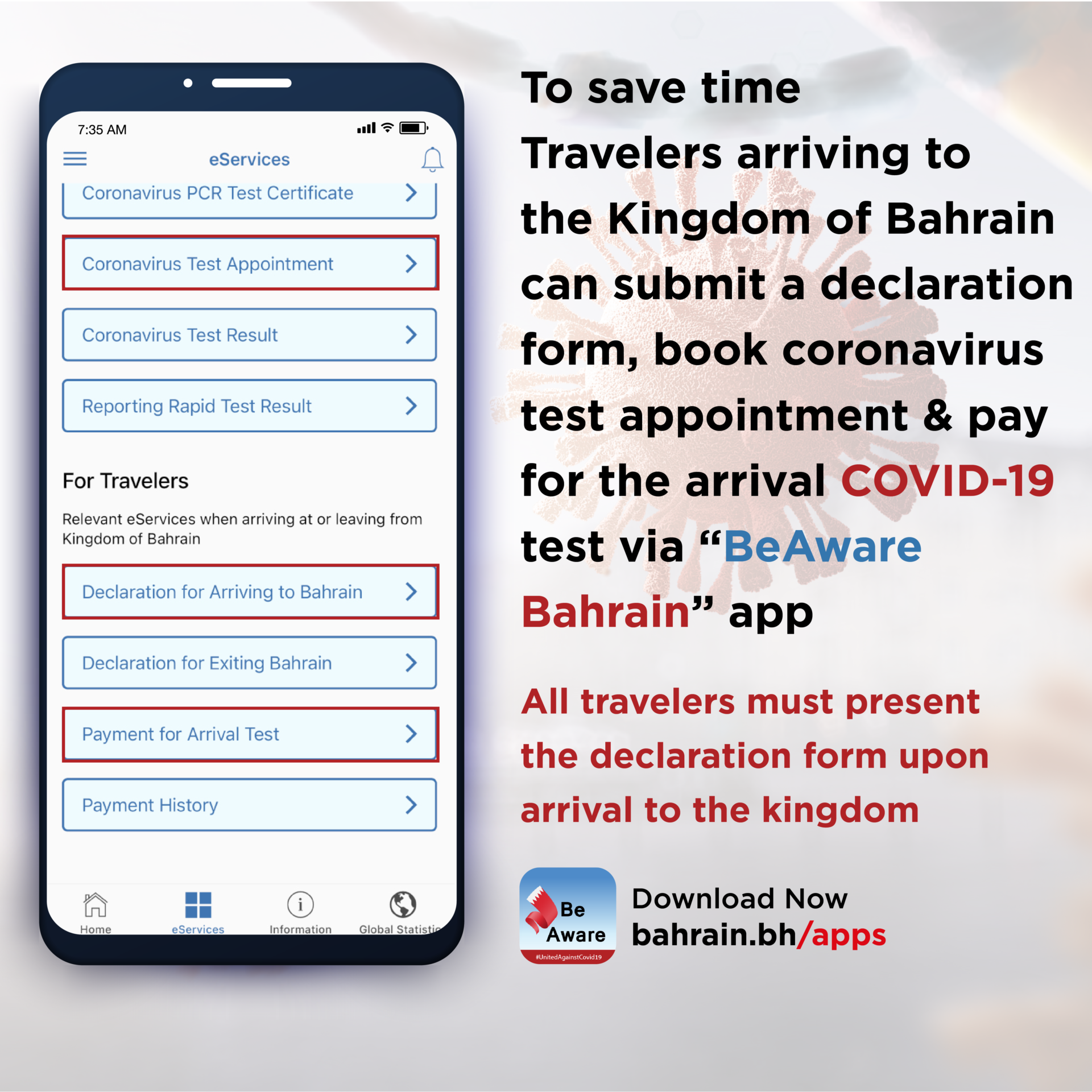 Arriving Bahrain Soon? Use BeAware App