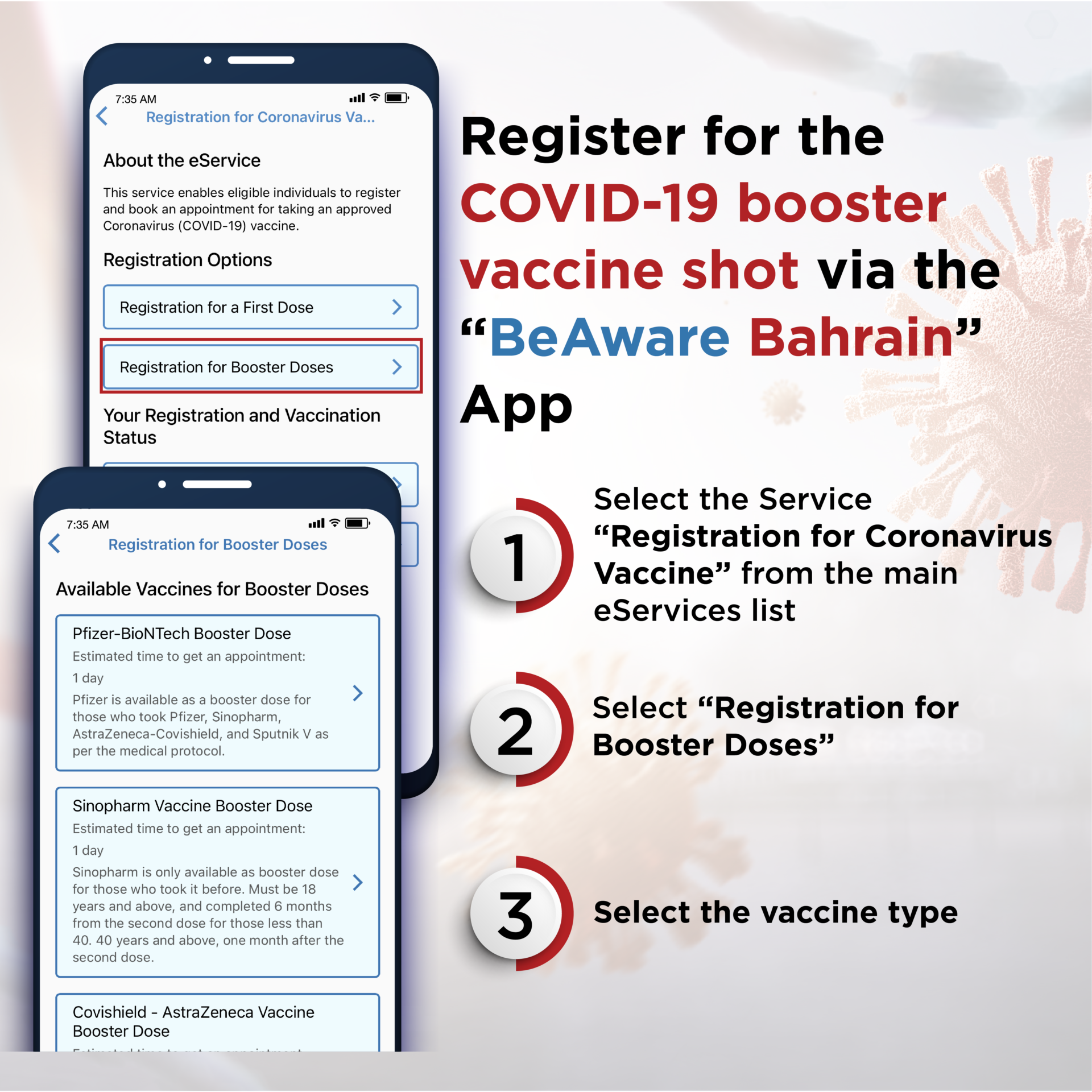 Register for Your Booster Shot Easily via BeAware Bahrain