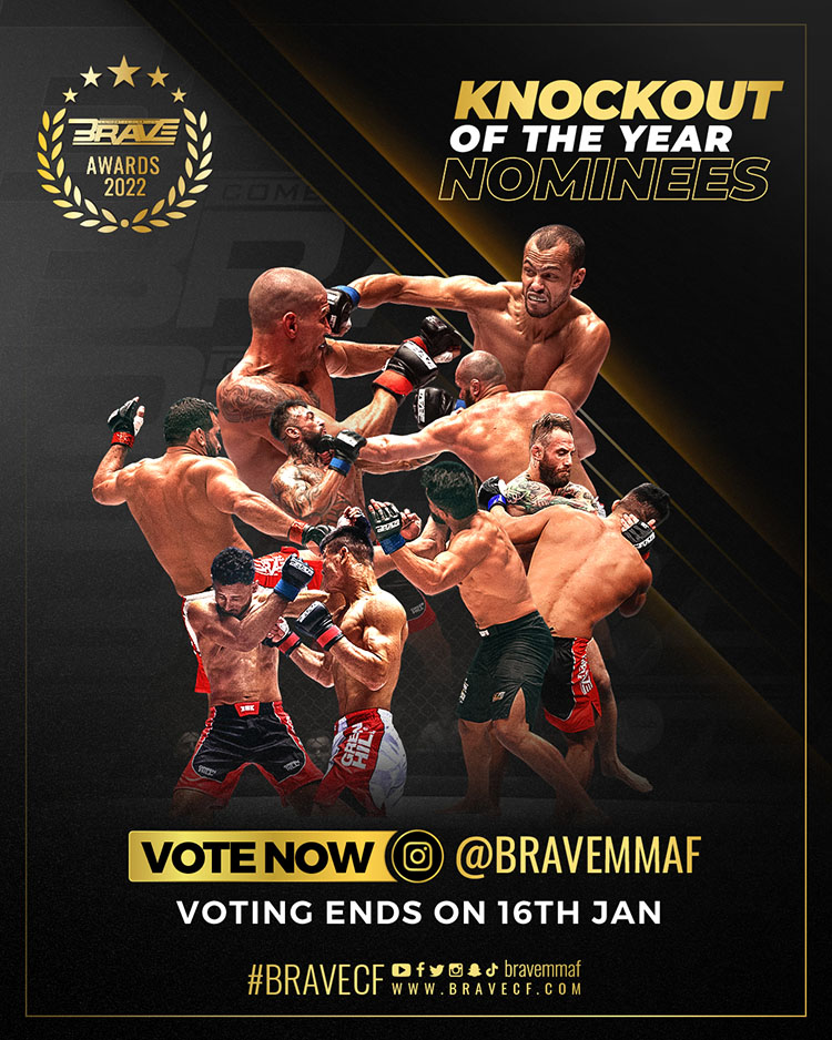 BRAVE CF announces nominees for KO Of The Year in the 2022 End of Year Awards