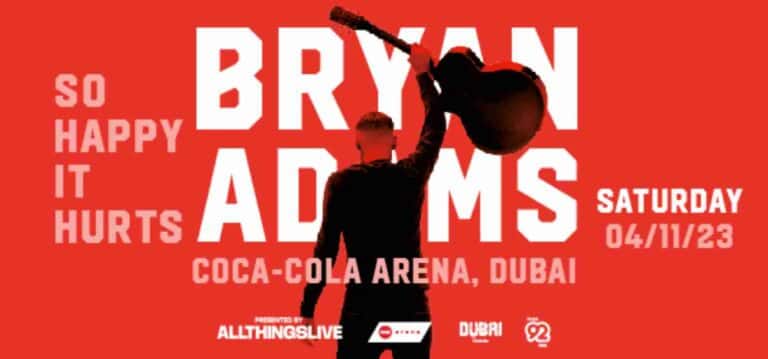 Bryan Adams set to return to Dubai with a Concert at Coca-Cola Areana on 4th November