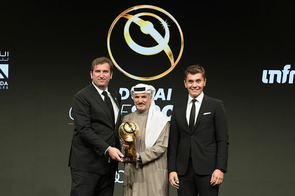 Saeed-Hareb-and-Ferran Soriano Dubai Globe Soccer Awards 2019