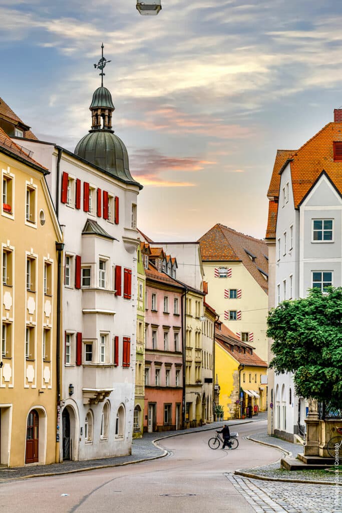 Regensburg street in the old town UNESCO World Heritage